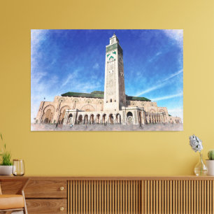 Morocco Casablanca Mosque Hassan 2 Islamic Canvas Print