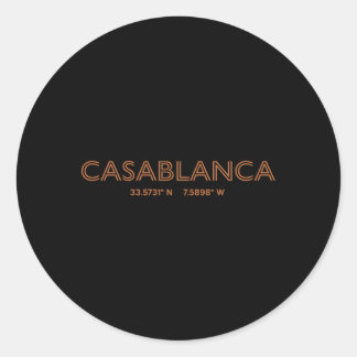Morocco City Coordinates Casablanca Classic Round Sticker