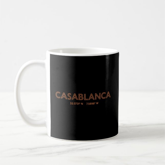 Morocco City Coordinates Casablanca Coffee Mug (Left)