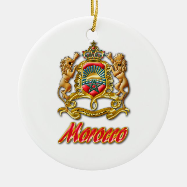 Morocco Coat of Arms Ceramic Tree Decoration (Front)