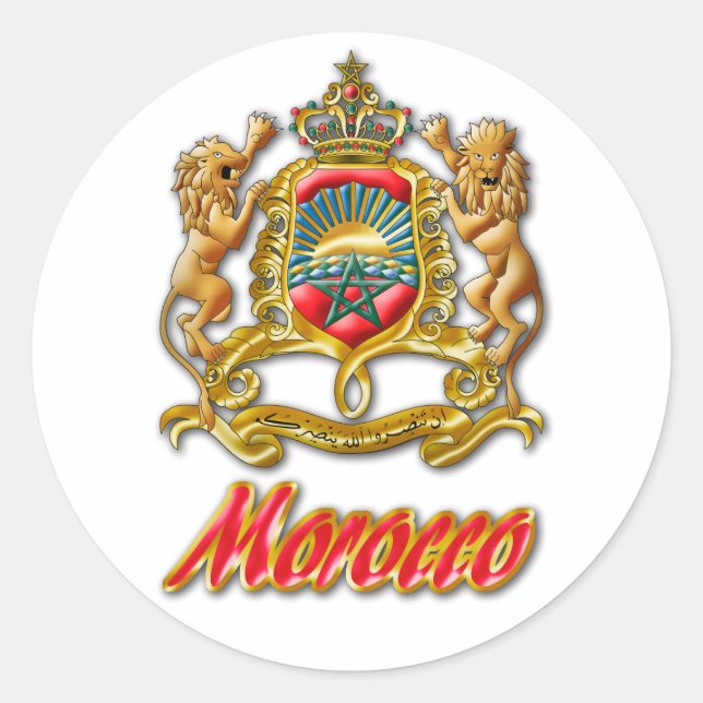 Morocco Coat of Arms Classic Round Sticker (Front)