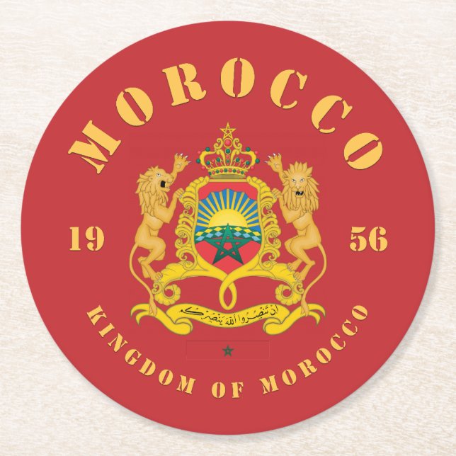 Morocco Coat of Arms Round Paper Coaster (Front)