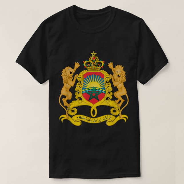 Morocco  Coat of arms Tee Flag souvenir Rabat  (Design Front)