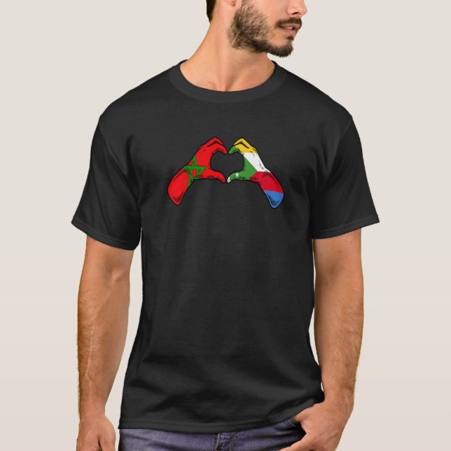 Morocco Comoros Flag - Moroccan Comorians Heart Pr T-Shirt (Front)