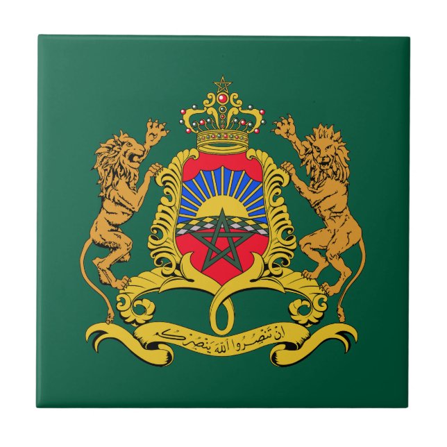 Morocco country coat arms symbol emblem flag tile (Front)