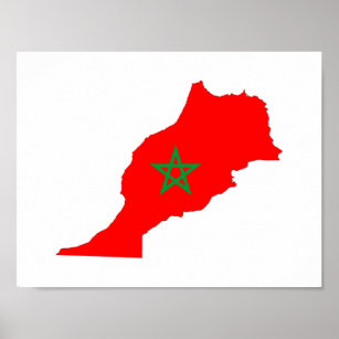 morocco country flag map shape symbol poster