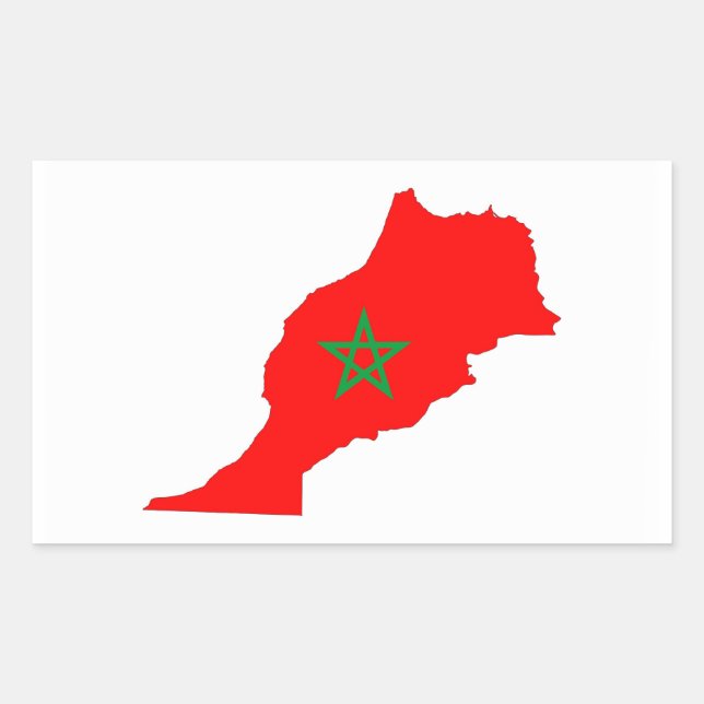 morocco country flag map shape symbol rectangular sticker (Front)