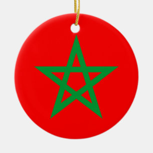 morocco country flag symbol star ceramic tree decoration