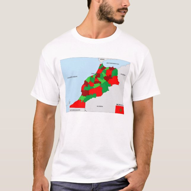 morocco country political black map flag T-Shirt (Front)