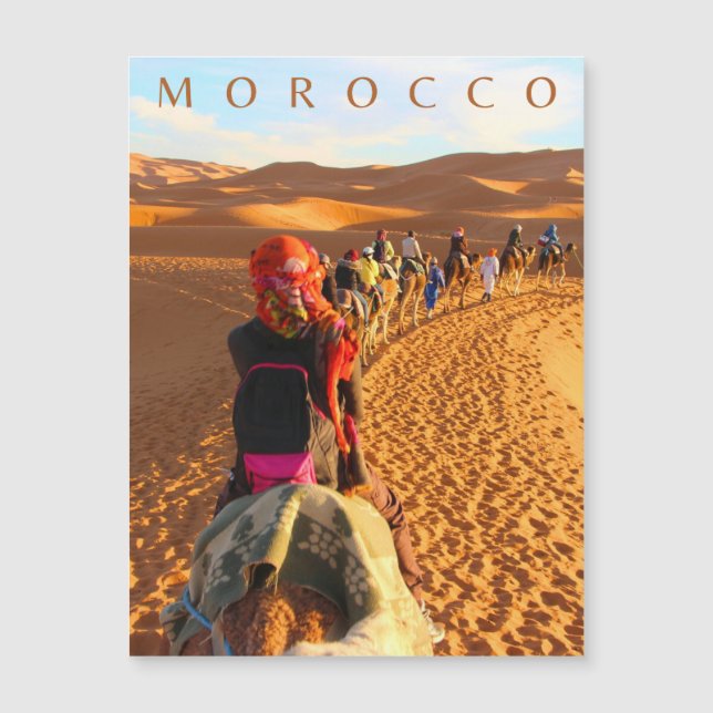 Morocco Desert Sahara Camel Trip Magnetic Card (Front)