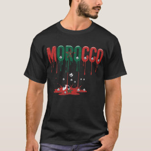 Morocco Dripping Flag Football Soccer T-Shirt