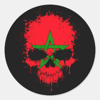 Morocco Dripping Splatter Skull Classic Round Sticker