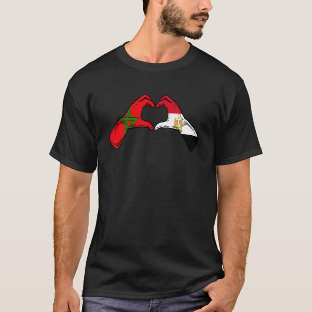 Morocco Egypt Flag - Moroccan Egyptian Heart T-Shirt (Front)
