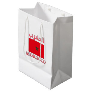 Morocco Flag المغرب Arabic & English WordArt Medium Gift Bag