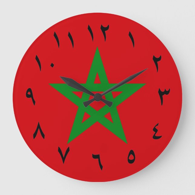 Morocco Flag Arabic Numbers Large Clock (Front)