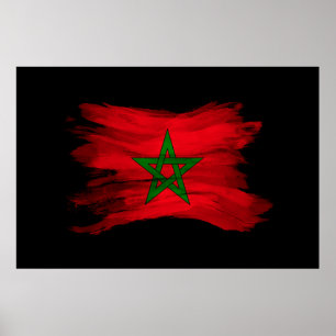Morocco flag brush stroke, national flag poster