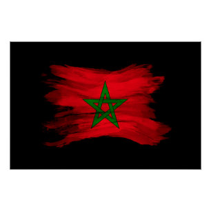 Morocco flag brush stroke, national flag poster