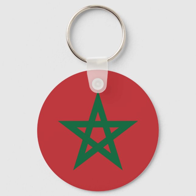 Morocco Flag Button Key Key Ring (Front)