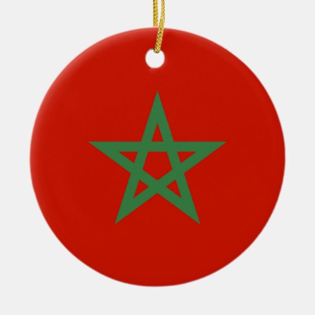 Morocco flag ceramic tree decoration (Front)