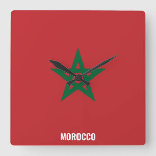 Morocco Flag Dazzling Patriotic Square Wall Clock