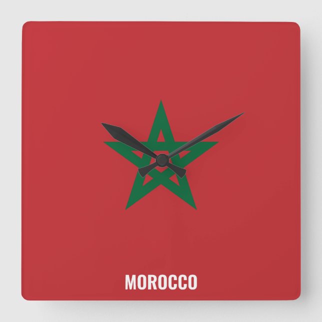 Morocco Flag Dazzling Patriotic Square Wall Clock (Front)