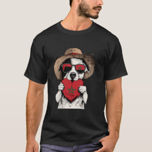 Morocco Flag Dog Moroccan Pride Heart Moroccan Roo T-Shirt
