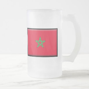 Morocco Flag Frosted Glass Beer Mug