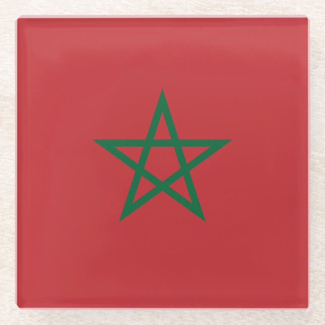 Morocco Flag Glass Coaster (Front)