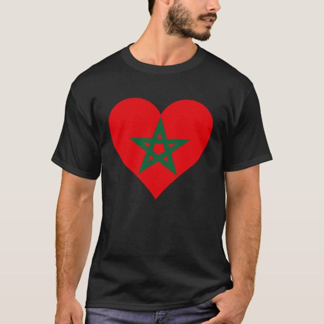 Morocco Flag Heart Morocco Gifts Love Morocco T-Shirt (Front)
