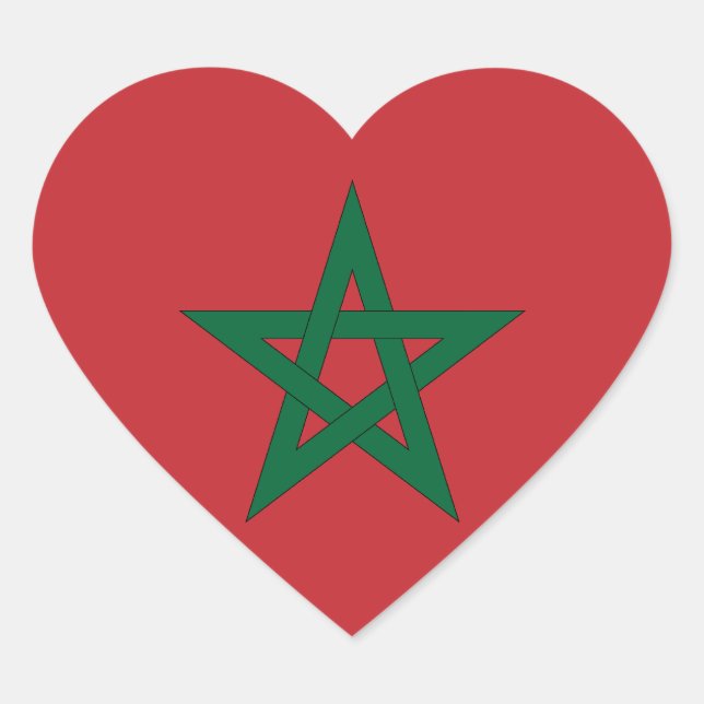 Morocco Flag Heart Sticker (Front)