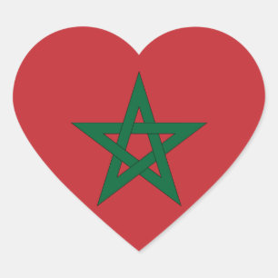 Morocco Flag Heart Sticker