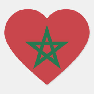 Morocco Flag Heart Sticker