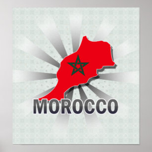 Morocco Flag Map 2.0 Poster