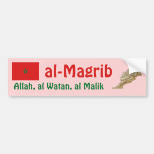 Morocco Flag + Map Bumper Sticker