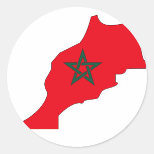 Morocco flag map classic round sticker