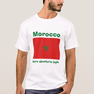 Morocco Flag + Map + Text T-Shirt