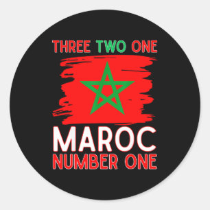 Morocco Flag Moroccan Soccer Supporter For Men Wom Classic Round Sticker