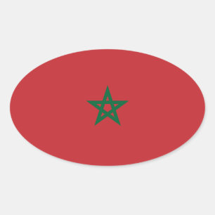 Morocco Flag Oval Sticker   Marokko-Flagge Aufkleb