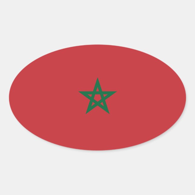Morocco Flag Oval Sticker   Marokko-Flagge Aufkleb (Front)