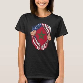 Morocco Flag Pride America USA Flag Heritage Roots T-Shirt