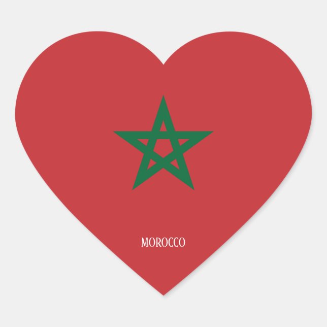 Morocco Flag Splendid Patriotic Heart Sticker (Front)