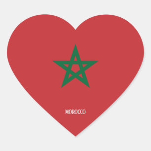 Morocco Flag Splendid Patriotic Heart Sticker