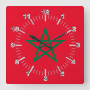 Morocco flag square wall clock