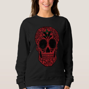 Morocco Flag Sugar Skull Moroccan Vintage Sweatshirt