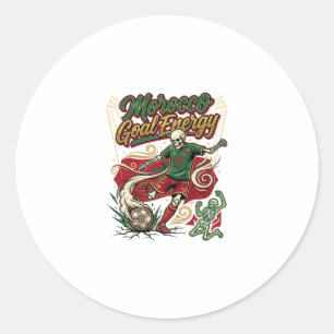Morocco Goal Energy Skeleton Striker Nations Creat Classic Round Sticker