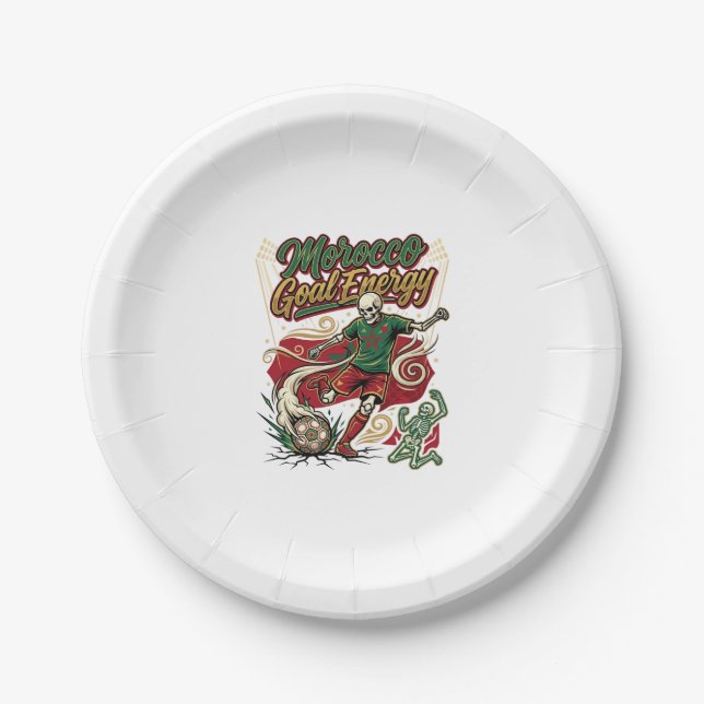 Morocco Goal Energy Skeleton Striker Nations Creat Paper Plate (Front)