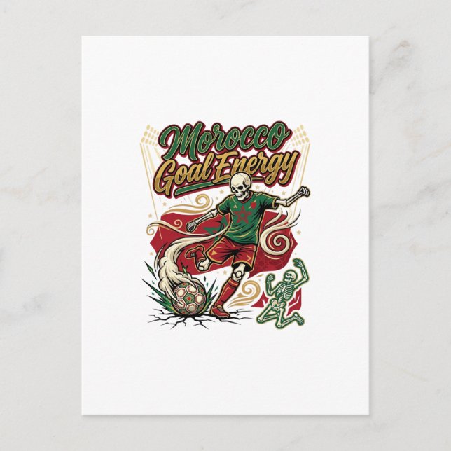 Morocco Goal Energy Skeleton Striker Nations Creat Postcard (Front)