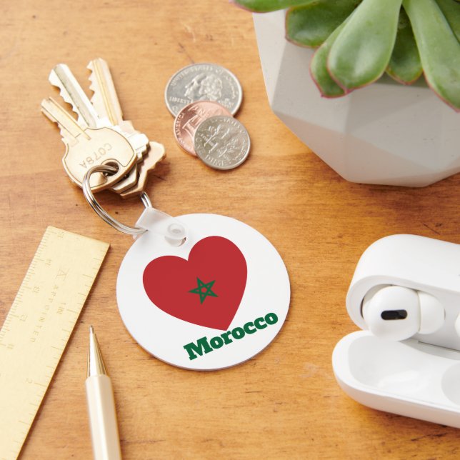 Morocco Heart Flag Key Ring (Desk)