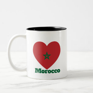 Morocco Heart Flag Two-Tone Coffee Mug