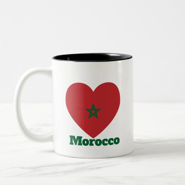 Morocco Heart Flag Two-Tone Coffee Mug (Left)